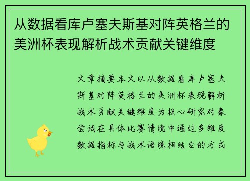 从数据看库卢塞夫斯基对阵英格兰的美洲杯表现解析战术贡献关键维度